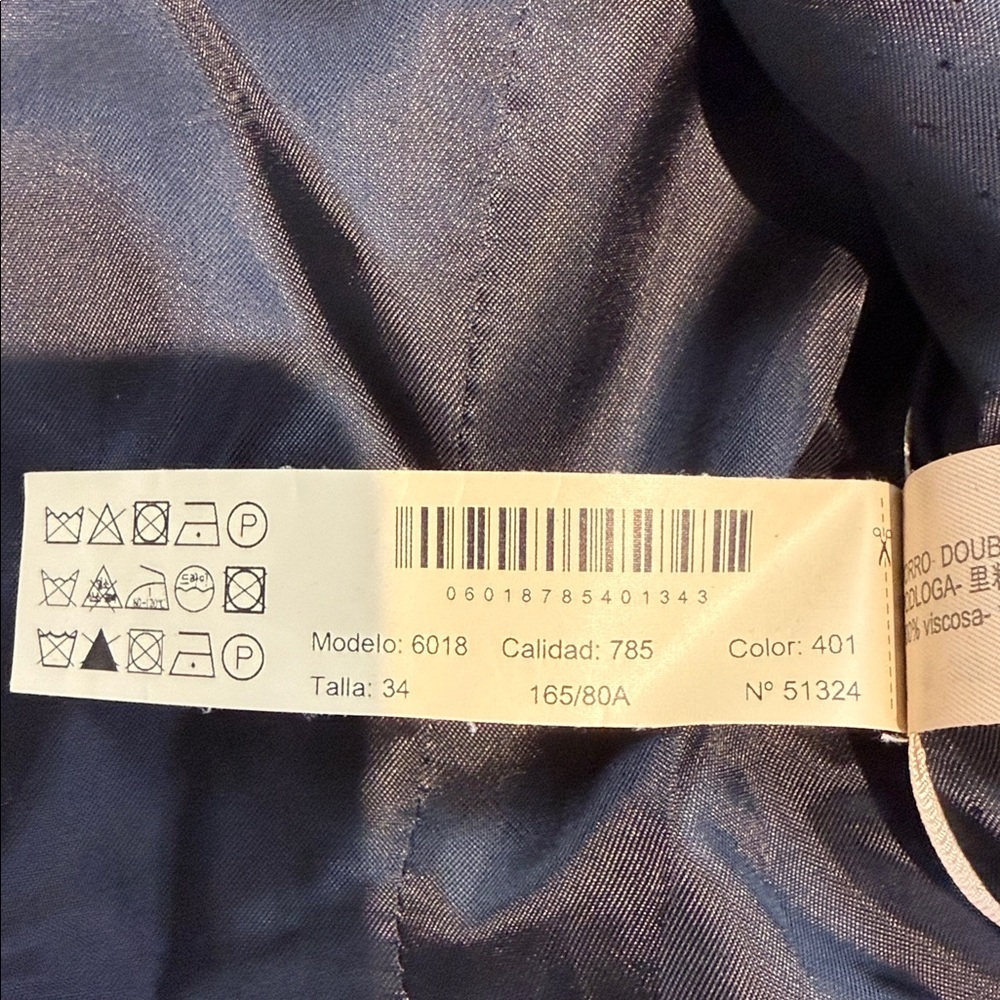 Massimo Dutti Classic Navy Blue Blazer Size 2 - Picture 7 of 9